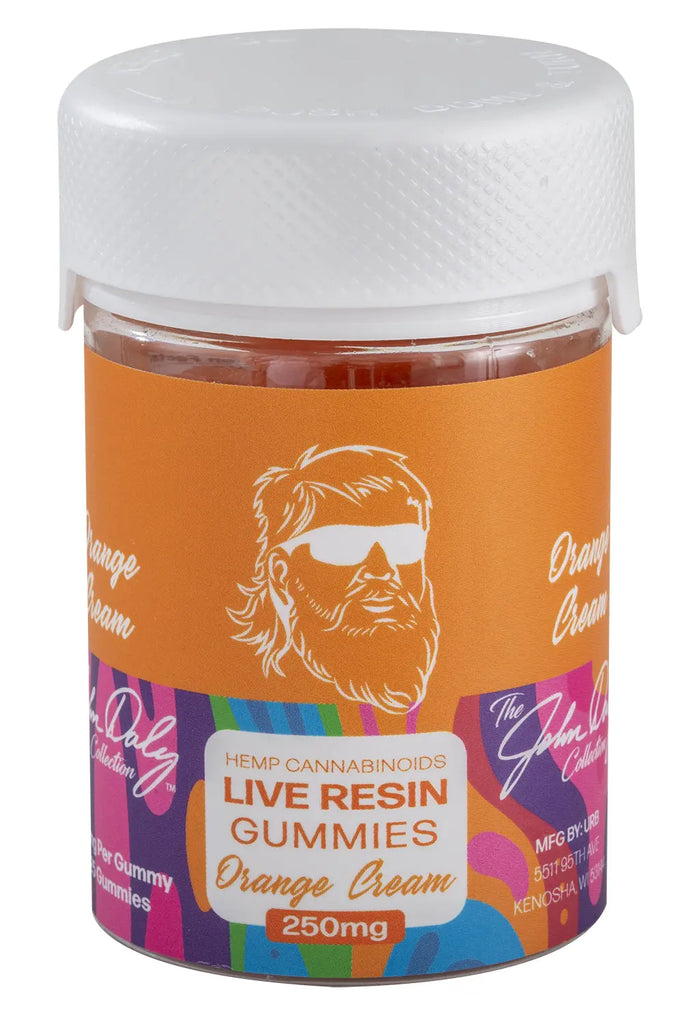 John Daly Orange Cream 25ct Live Resin Gummies 250 mg John Daly Collection